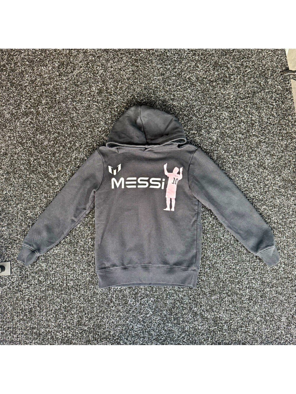 Messi Collection Unisex Kids L (10/12) Gray Pullover Hoodie Graphic Print